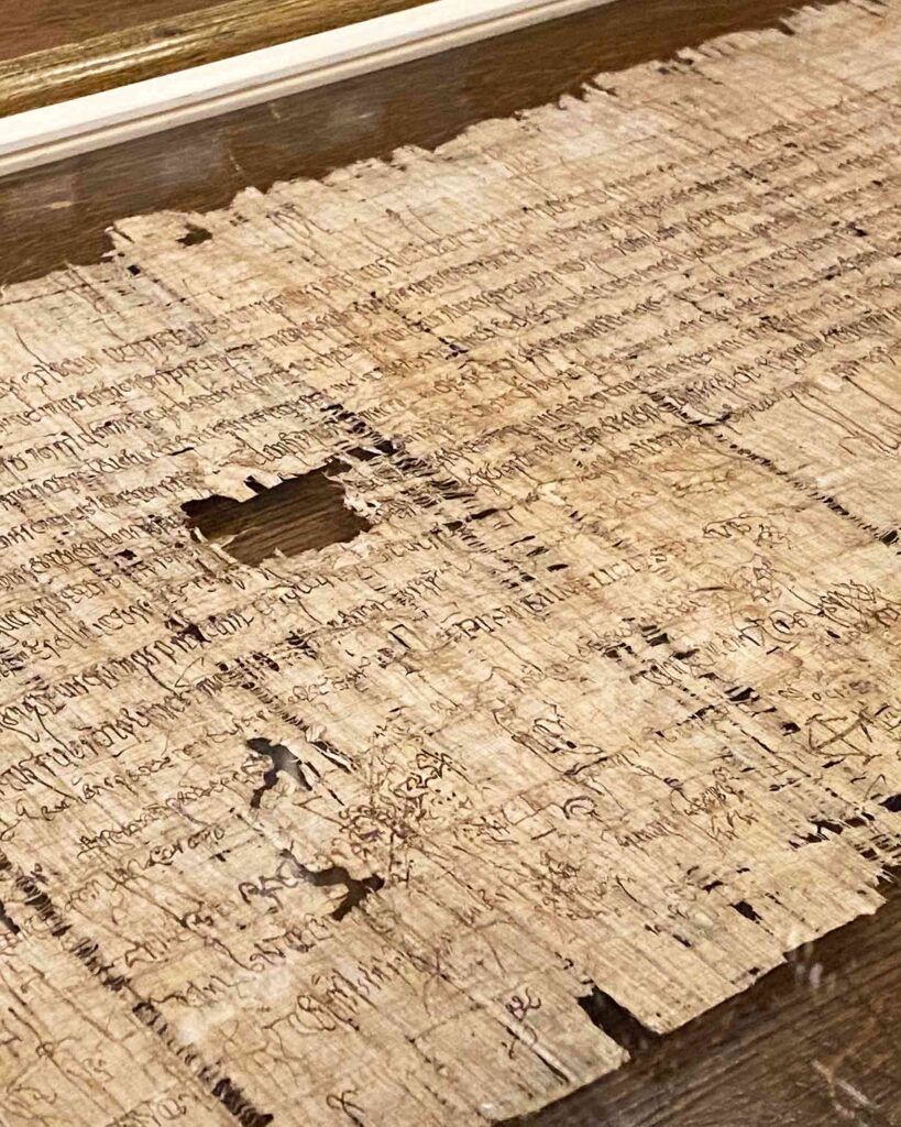 An fragment of an ancient document in Paris, France