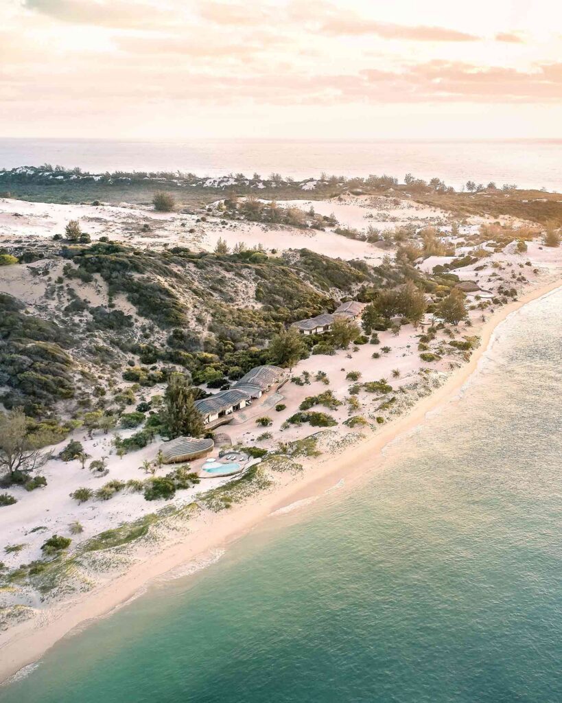 Aerial view of Kisawa Sanctuary, Benguerra Island, Mozambique