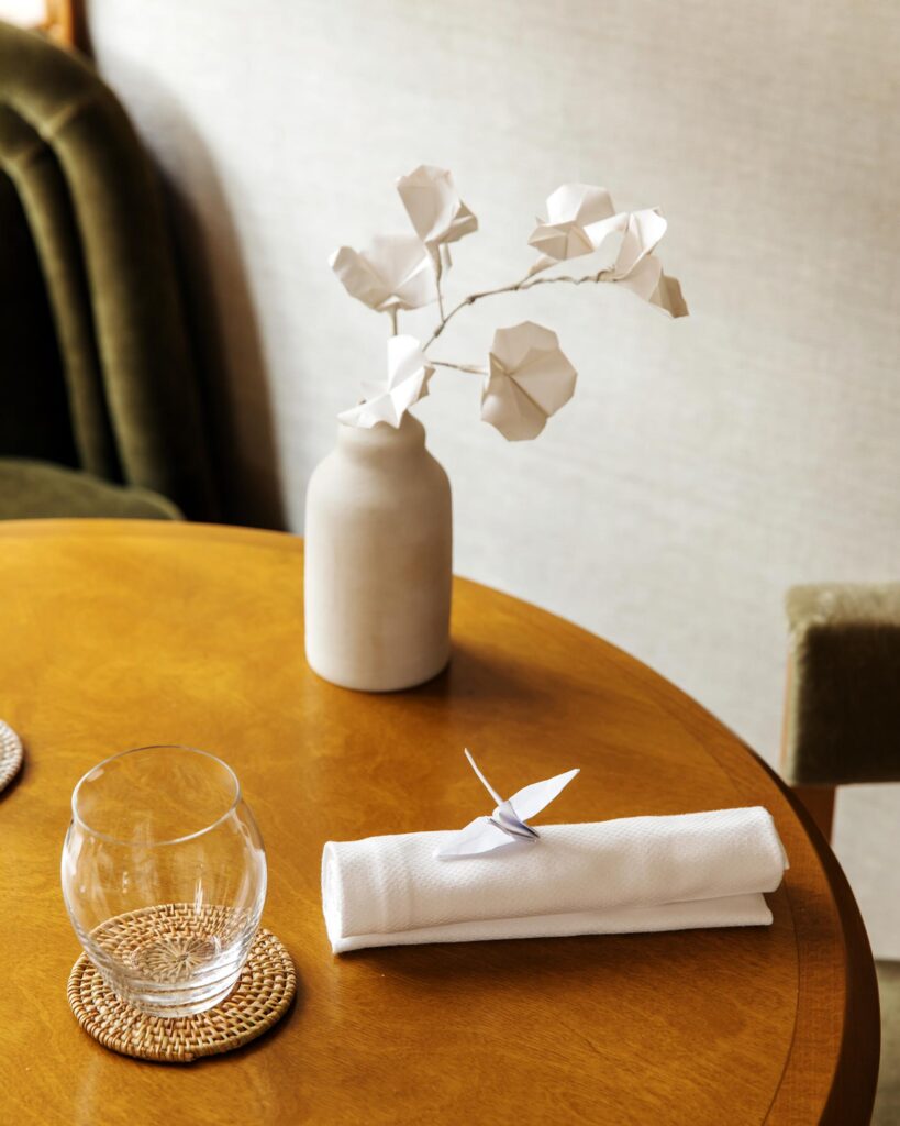 A table is set at Mosuke restaurant, where African food in Paris is served