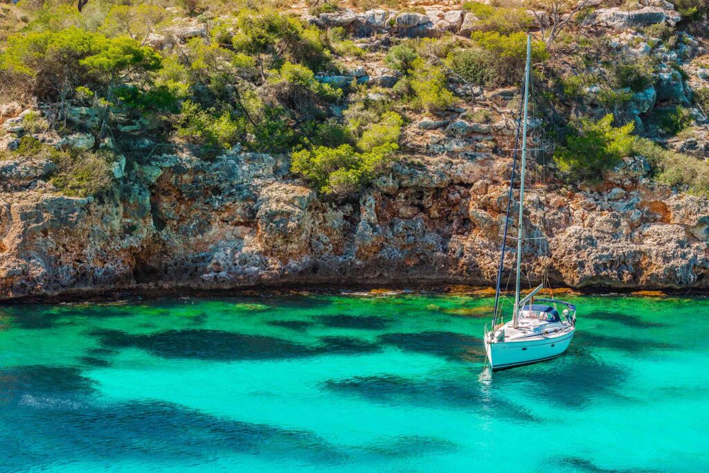 A sailing yachts in the waters near Eden Rock St Barths, St Barts