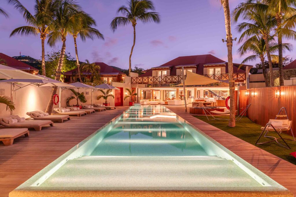 A private pool at dusk at Eden Rock St Barths, St Barts