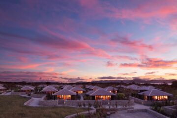 Aerial view of Hoshinoya Taketomi Island, Okinawa, Japan