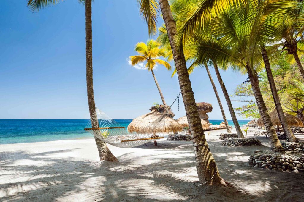 A hammock on the beach of Jade Mountain, Soufriere, St Lucia