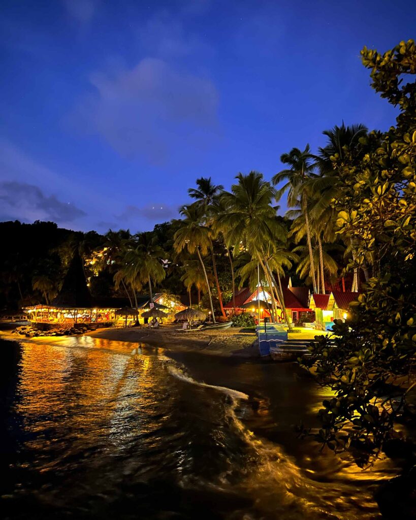 Night time on the beach at Jade Mountain, Soufriere, St Lucia