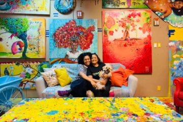 Janice Tjon Sien Kie with her partner Beatriz and dog Chivaz