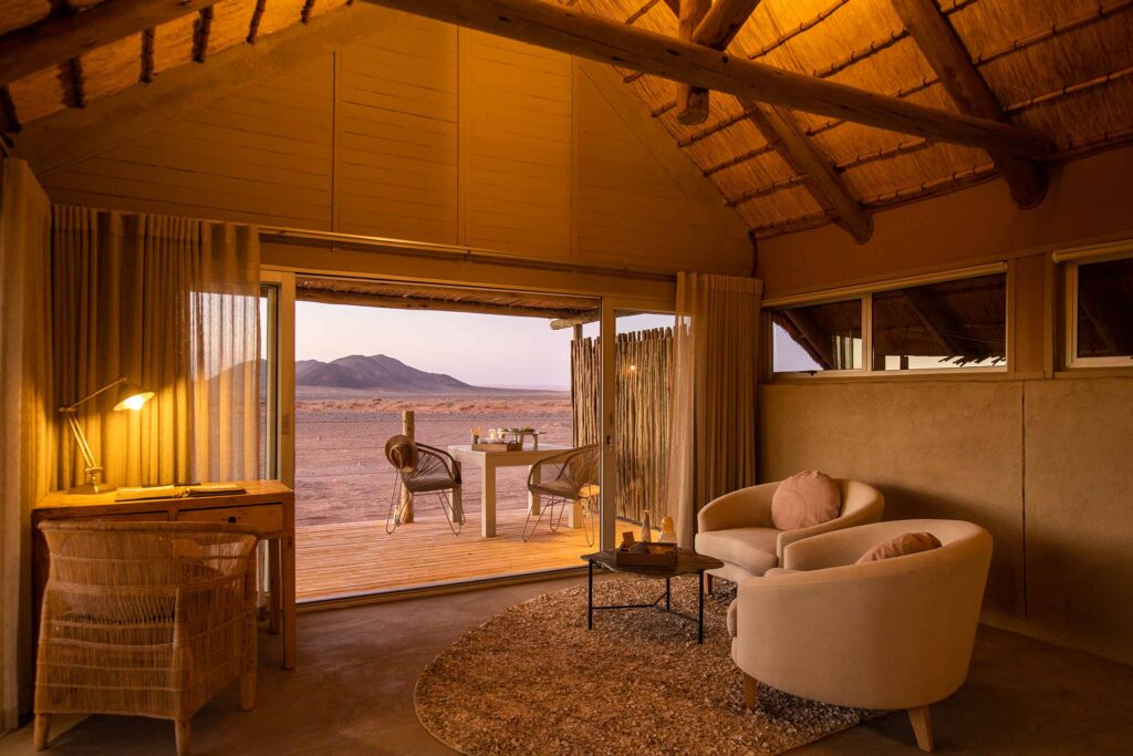 Interiors of an accommodation at Little Kulala, Sossusvlei, Namibia