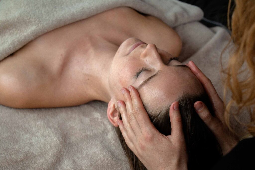 A guest enjoys a massage at Loire Valley Lodges, Esvres, France