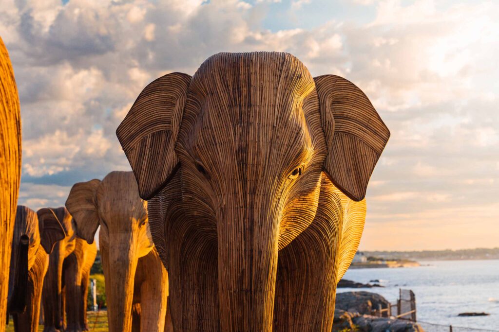 Sculpture of an elephant bull, part of a collaboration between LOVE BRAND Co. and The Great Elephant Migration