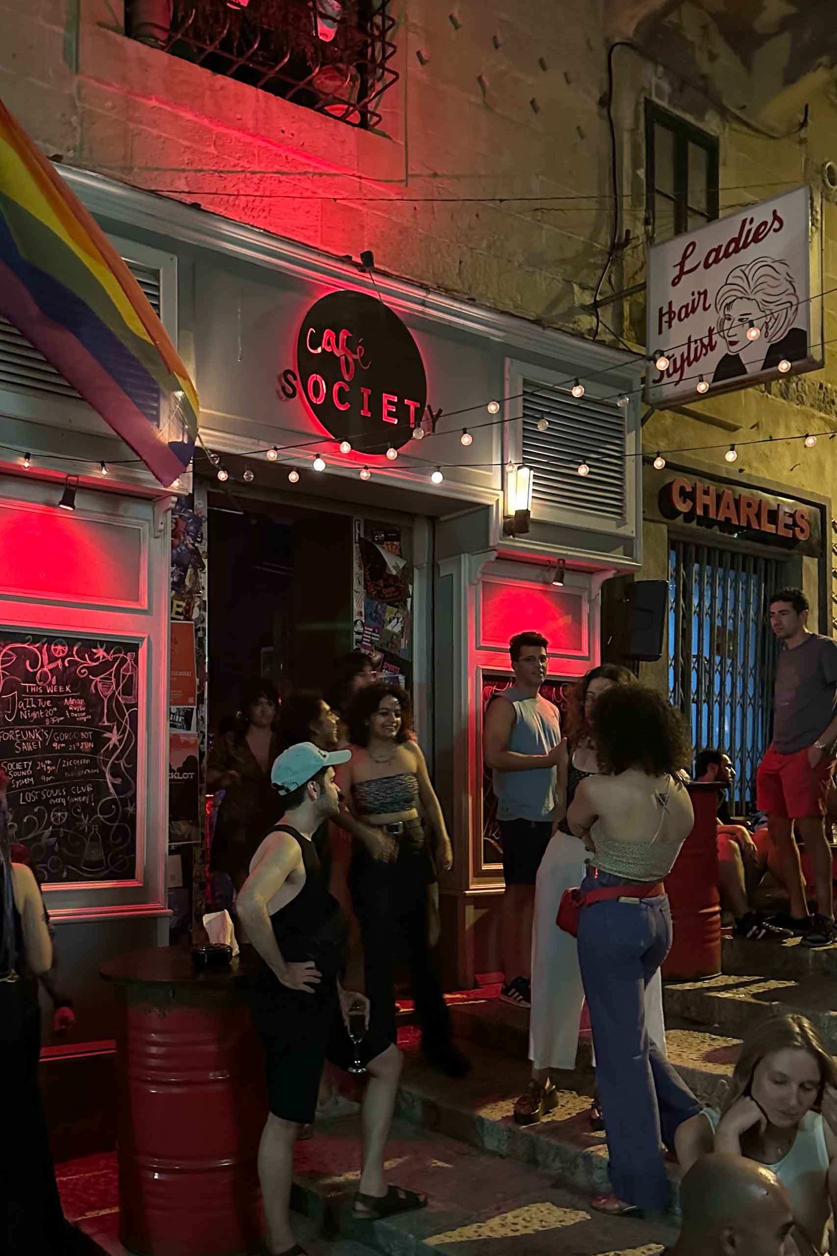 Exterior of Cafe Society in Valletta