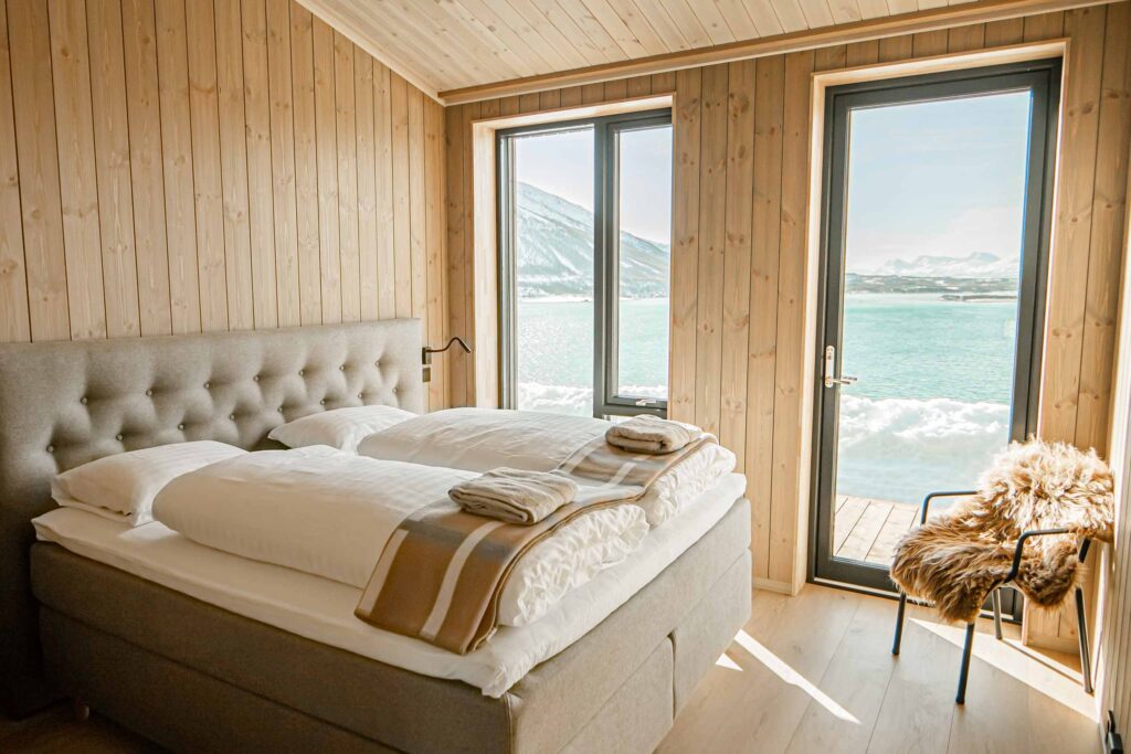 A bedroom at Lodge Havnnes in Norway, where guests of a Sarah Casewit journey will stay
