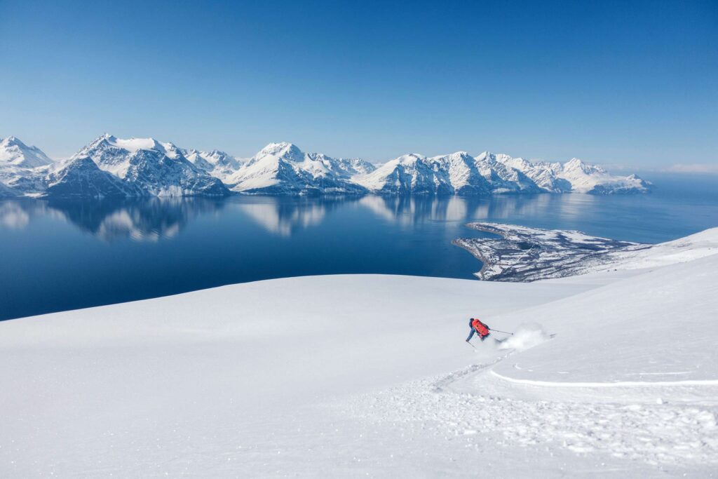 A skier in the Arctic during a Selar expedition