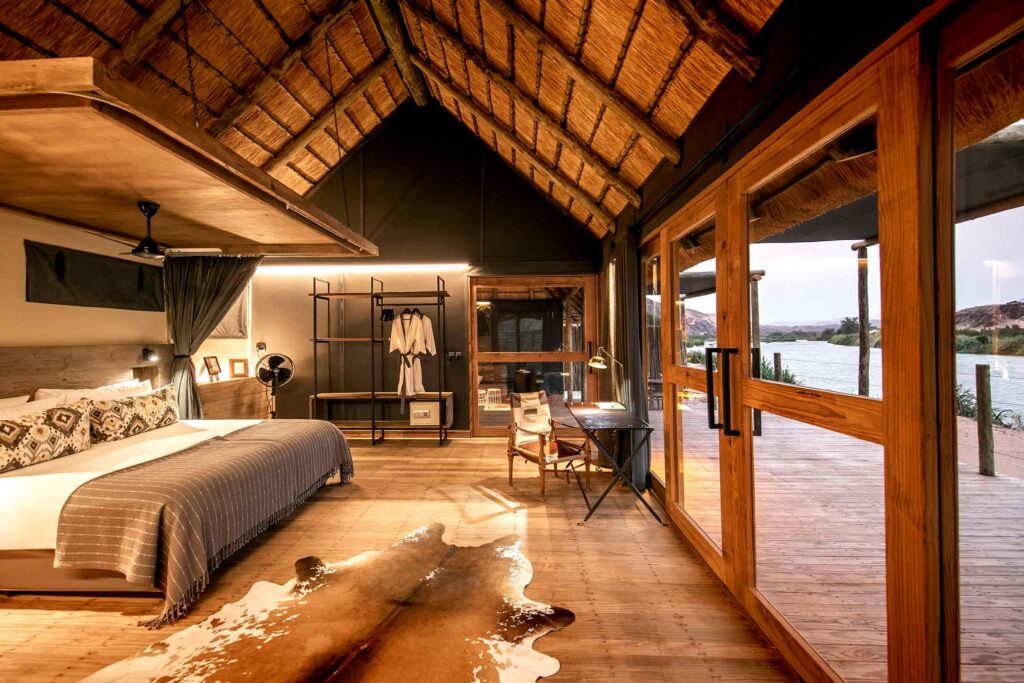 A bedroom at Serra Cafema, Skeleton Coast, Namibia
