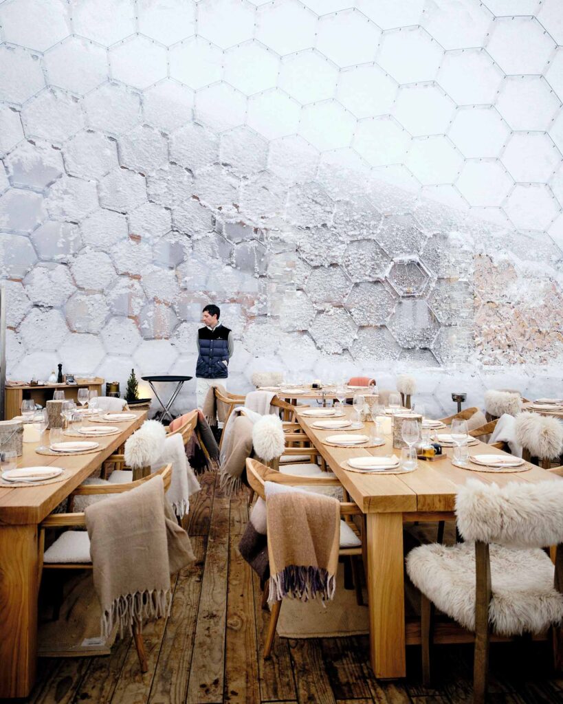 A waiter at the Cotton Club in Andermatt, Switzerland