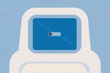 An illustration of a screen being turned off – many travellers choose to be bored on the plane