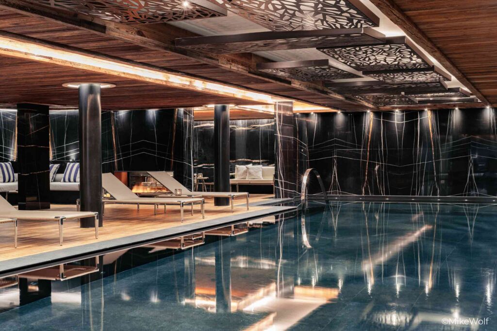 Luxurious swimming pool at Ultima Hotel Gstaad