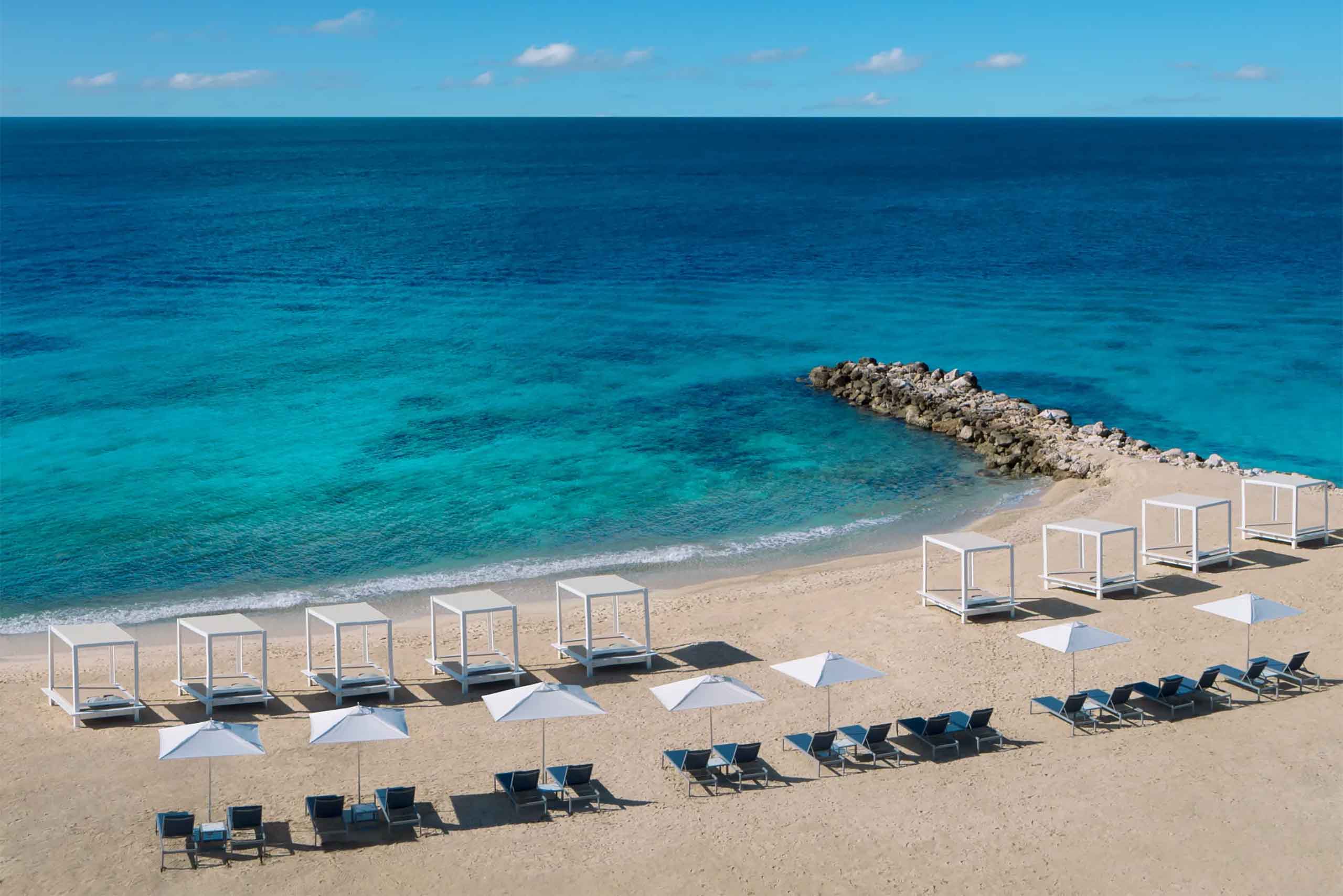 Beach loungers and cabanas in Curacao